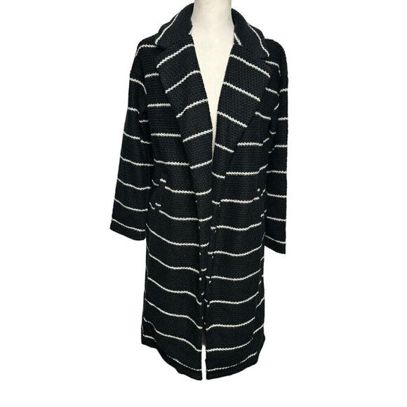 Marine Layer Open Front Cardigan Black White Stripe NWT XS - Picture 7 of 9